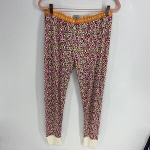 Jane & Bleeker pink yellow Floral Light Long John Pajama Pant Womens small